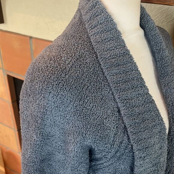 Barefoot Dreams Blue Diagonal Stripe Plush Open Cardigan, size S - Picture 4 of 11